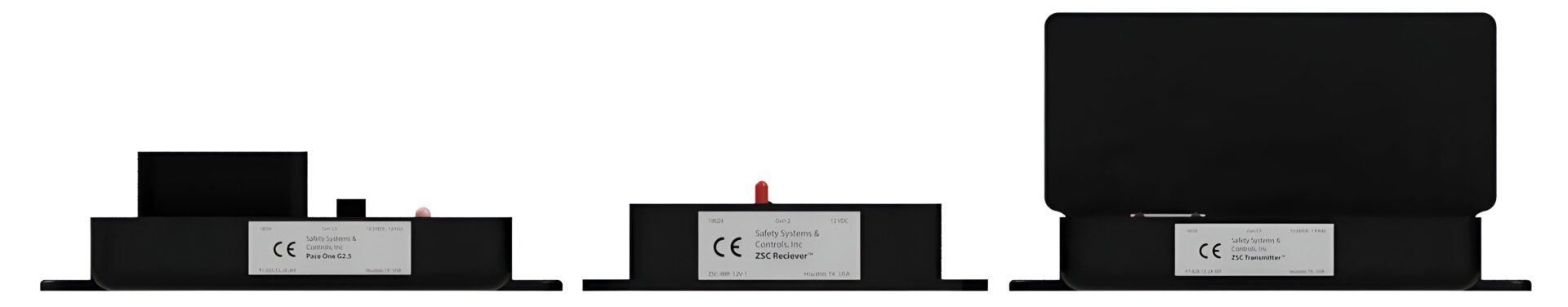Black electronic devices with visible labels.
